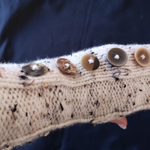new Tweed HandKnit Seamless Fingerless Gloves Mittens Arm Warmer w.Buttons - Picture 9 of 11